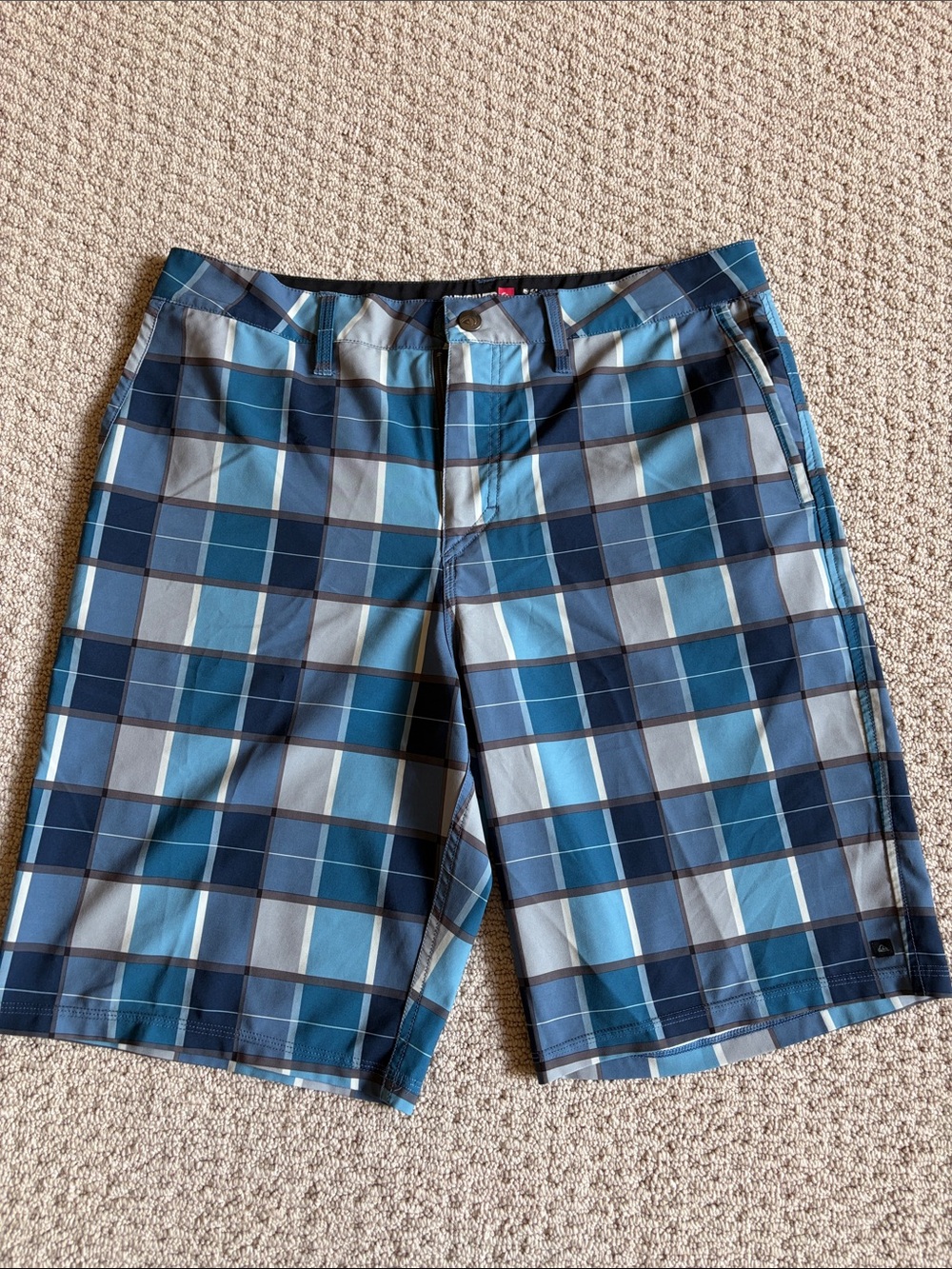 Quiksilver Blue Plaid Swim/Board Shorts